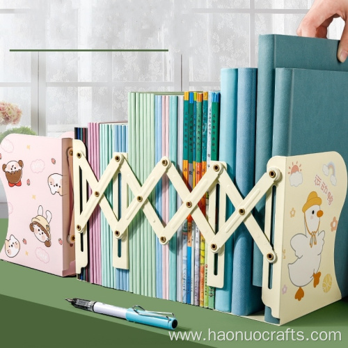 Book stand retractable retainer folding book shelf